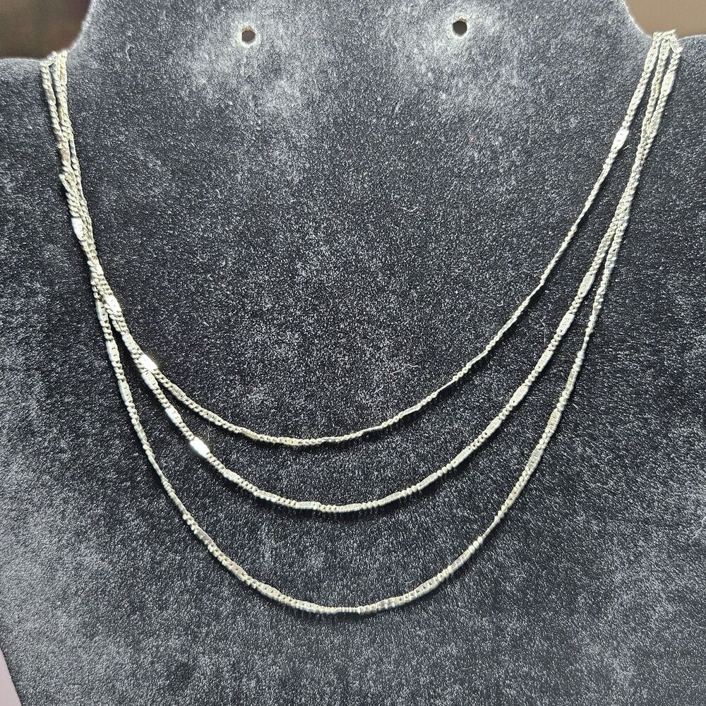 Vintage 1928 Silver Tone Layered Chain Necklace 16"